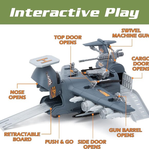 NEW! Military Airplane Toy Set, Army Toys Fighter Jet Playset - Picture 4 of 6